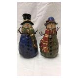 2 Ceramic Christmas Snowmen 10'