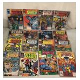 16 Vintage Comic Books - Star Wars, Shield etc