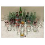 Large Coke Glasses and Bottles Lot