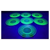 7 Uranium Glass 8' Salad Plates