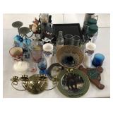 Misc Lot with Candleholders, Bottles, Christmas
