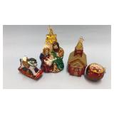 4 Blown Glass Ornaments