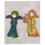 2 Vintage Masonite Angels Retro 10'