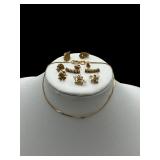 14K gold lot - 3 pairs earrings & bracelet