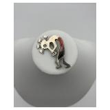 Sterling stone inlay tribal brooch