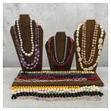 16 vintage necklaces lucite, ball, etc