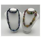 2 vintage pastel lucite & glass necklaces