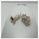 Amethyst Crystal rhinestone & petal brooches