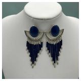 Sterling southwest blue cabachon earrings