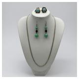 Sterling necklace italy & 2 prs Sterling earrings