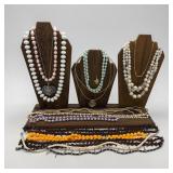 20 vintage necklaces coin, lucite etc