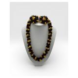 MC Polynesian style kahoa lei necklace earring set