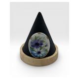 Antique porcelain hand painted oval brooch