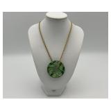 Emerald glass mosaic w/ 14KGP necklace