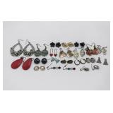 20 pairs vintage earrings lucite, etc