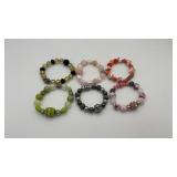 6 retro chunky bold color bracelets