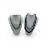 4 vintage faceted glass ball necklaces