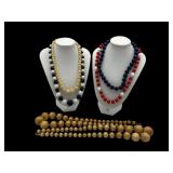 6 vintage ball necklaces lucite, wooden etc