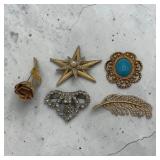 5 antique brooches