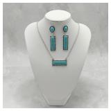 Turquoise bar necklace earring set