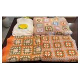 4 colorful vintage afghans