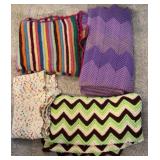4 colorful vintage afghans