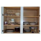 Two kitchen cabinets & pantry contents