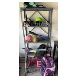 Metal Shelf and Contents Sporting Goods