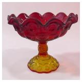 10' LE smith glass moon & stars amberina compote