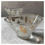 MC Libbey golden foliage chip dip set w/ bracket