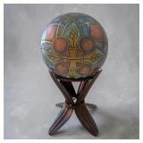 Ceramic geometric ball candle on stand