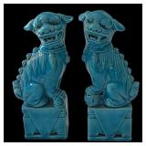 Ceramic turquoise foo dog set