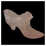 6' Fenton opalescent pink glass cat head shoe