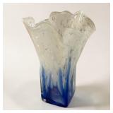 9' millefiori cobalt blue glass handkerchief vase