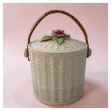 9' vintage ceramic basket weave biscuit jar