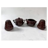 Marcrest pottery creamer sugar S&P