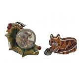 Heather goldminc blue sky snow globe & cat