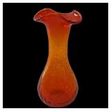 7' Aberina crackle glass bulb vase