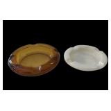 Pair MC glass ashtrays