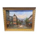 Oil on canvas cityscape scene