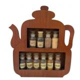 MC wooden teapot spice rack 14 x 16
