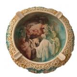1950s carved soapstone ashtray in relief