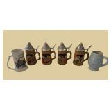 6 vintage steins