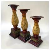 3pc ornate candlesticks 12', 10ï¿½ & 8ï¿½