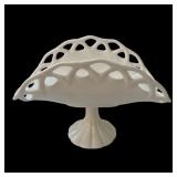 14' open lace milk glass fruit bowl