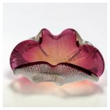 5' cranberry art glass candy dish