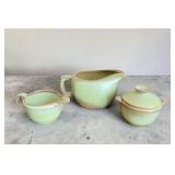 Frankoma pottery gravy boat, creamer, sugar