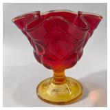 LE smith amberina glass moon & stars compote
