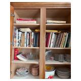 Kitchen cabinet contents lots, cookbooks, etc.