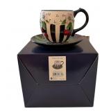 JM McCall blue sky Cherry teacup and saucer